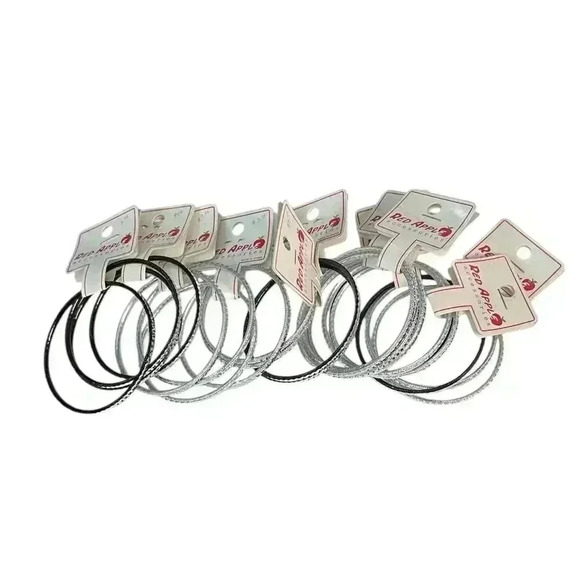 Y2K Fashion Jewelry Bangle Bracelets NWT 11 Sets of 2 Silver and Black - Picture 2 of 7